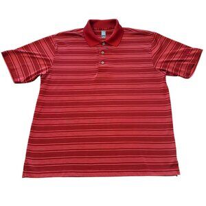 PGA Tour‎ Mens SIze M Striped Red Polo Shirt Short Sleeve Golf Apparel